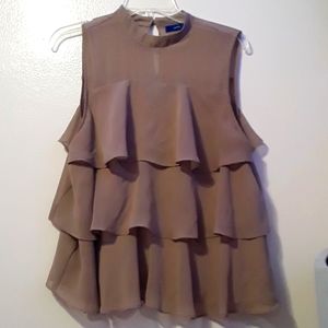 APT 9 brown ruffle blouse